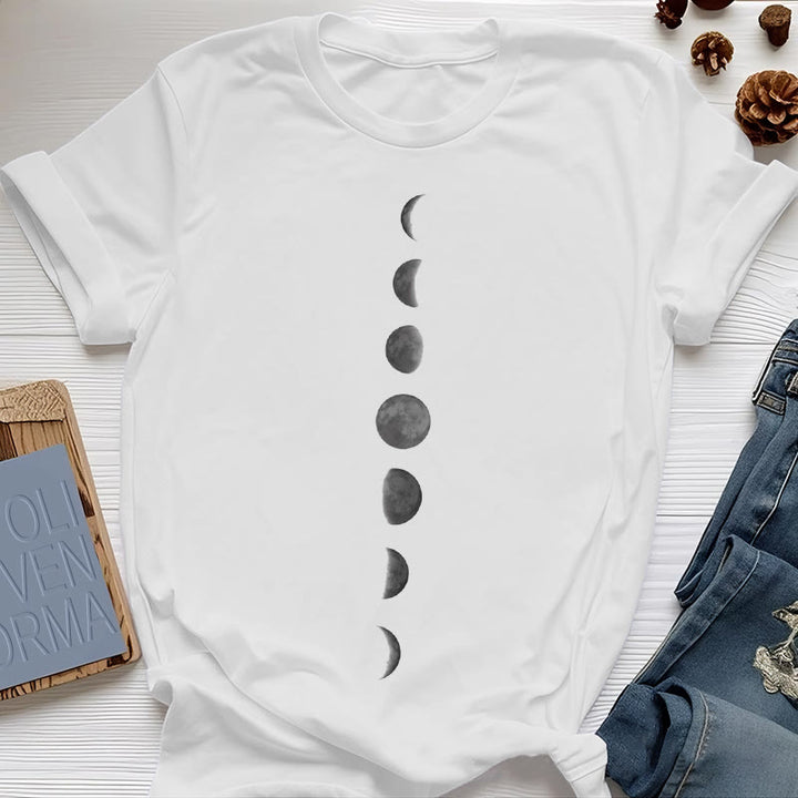 Olivenorma Moon Phase Print Yoga Meditation T-Shirt - White - 2XL - image 0
