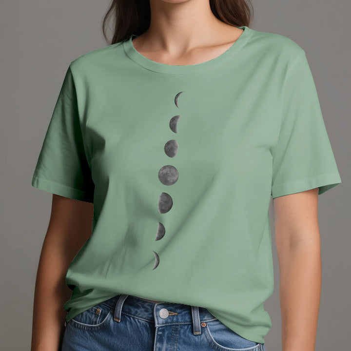Olivenorma Moon Phase Print Yoga Meditation T-Shirt - Light Green - 2XL - image 18
