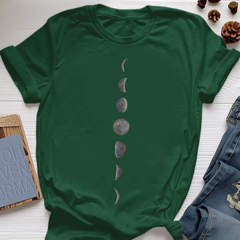 Olivenorma Moon Phase Print Yoga Meditation T-Shirt - Dark Green - 2XL - image 19