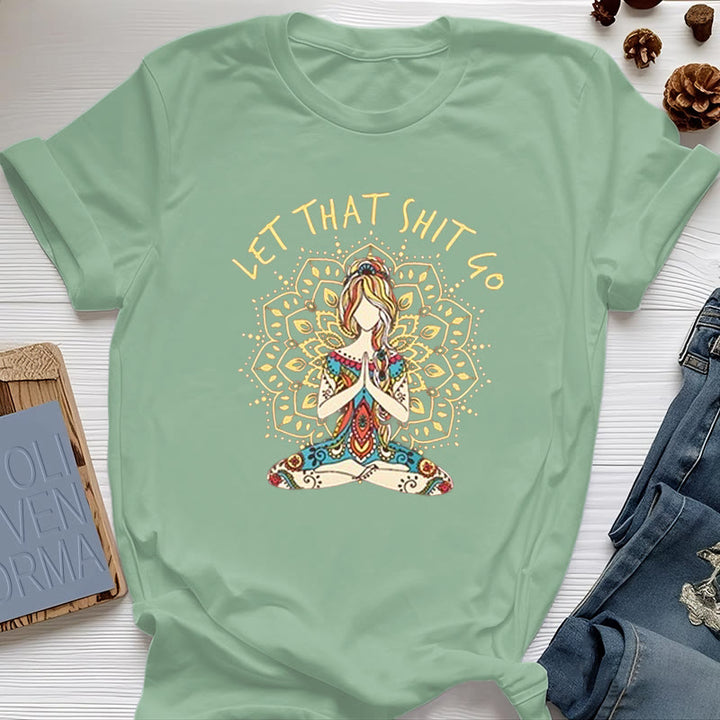 Olivenorma "Let That Shit Go" Yoga Meditation Sitting T-Shirt - Light Green - 2XL - image 17