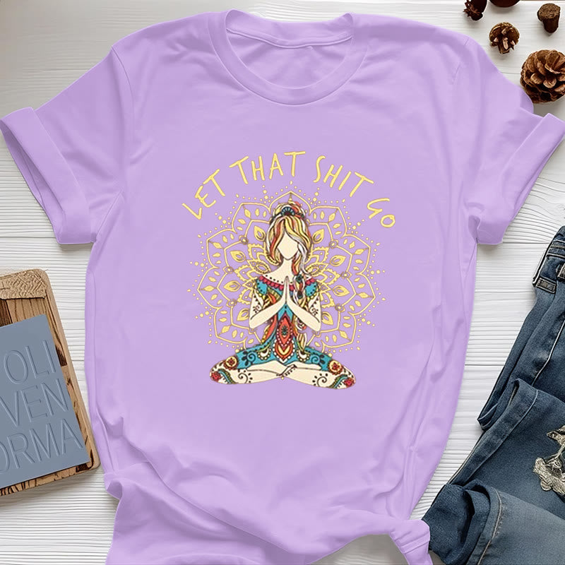 Olivenorma "Let That Shit Go" Yoga Meditation Sitting T-Shirt - Purple - 2XL - image 15