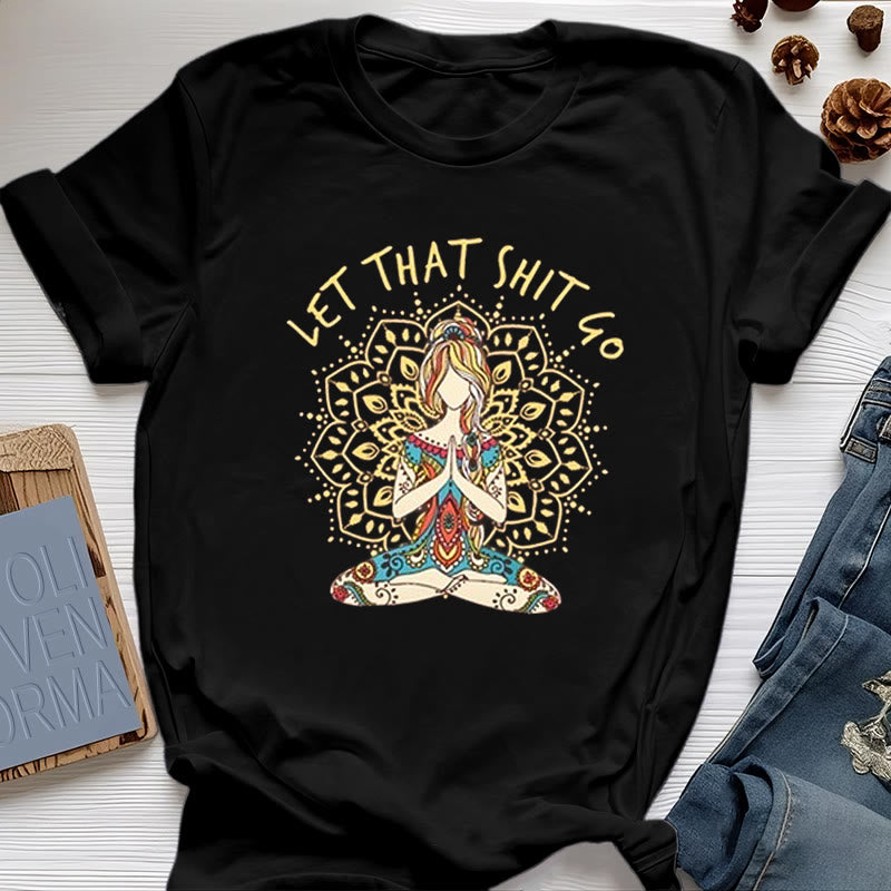 Olivenorma "Let That Shit Go" Yoga Meditation Sitting T-Shirt - Black - 2XL - image 0