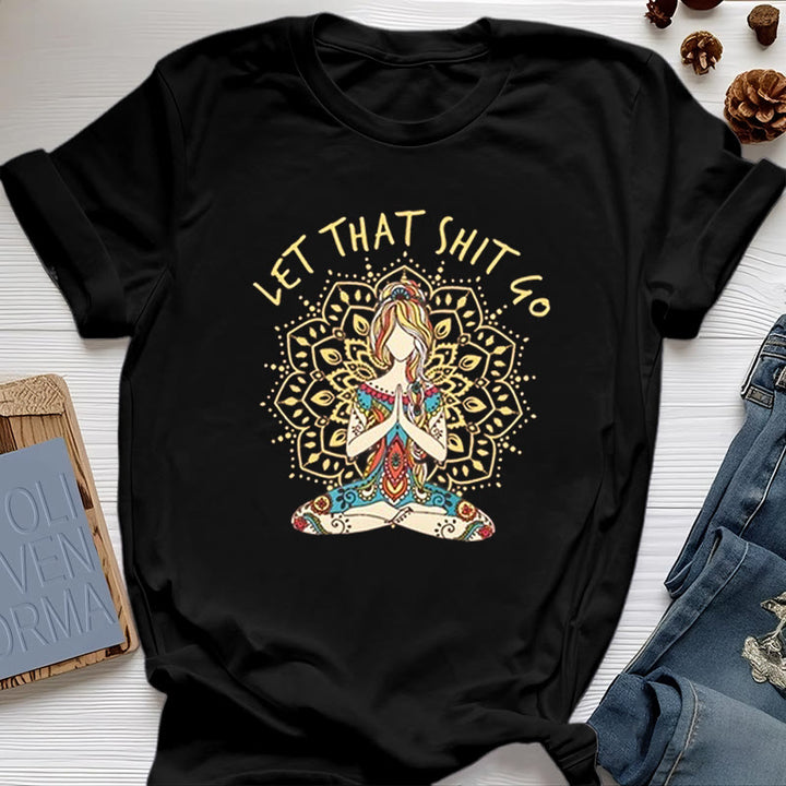 Olivenorma "Let That Shit Go" Yoga Meditation Sitting T-Shirt - Black - 2XL - image 0