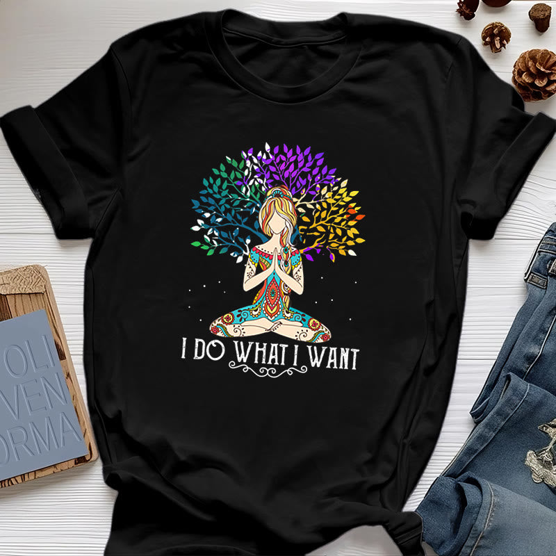 Olivenorma "I Do What I Want" Yoga Meditation T-Shirt - Black - 2XL - image 0