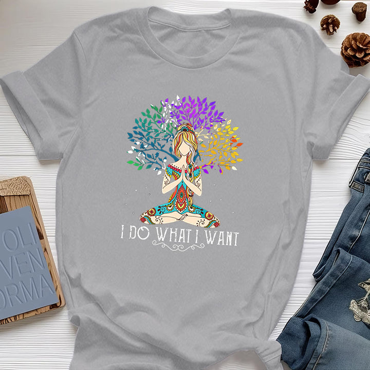 Olivenorma "I Do What I Want" Yoga Meditation T-Shirt - Gray - 2XL - image 7