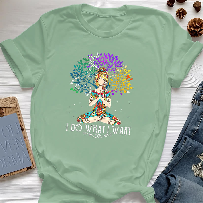 Olivenorma "I Do What I Want" Yoga Meditation T-Shirt - Light Green - 2XL - image 17
