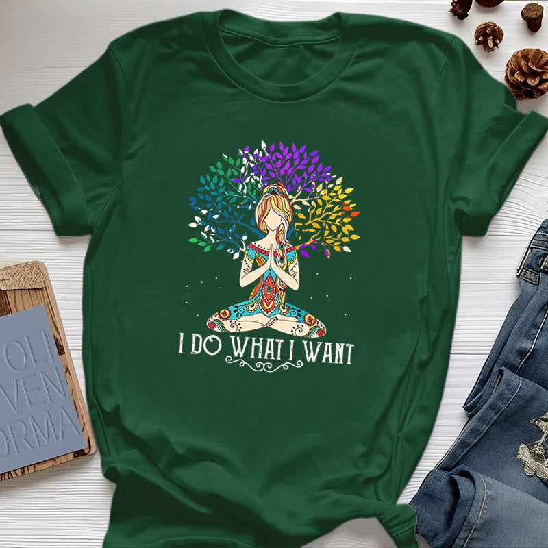 Olivenorma "I Do What I Want" Yoga Meditation T-Shirt - Dark Green - 2XL - image 19
