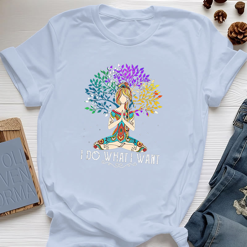 Olivenorma "I Do What I Want" Yoga Meditation T-Shirt - Blue - 2XL - image 11