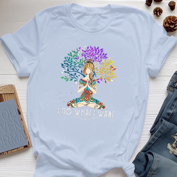 Olivenorma "I Do What I Want" Yoga Meditation T-Shirt - Blue - 2XL - image 11