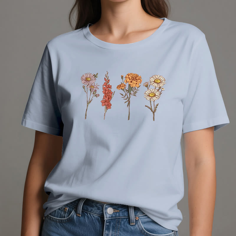 Olivenorma Birth Month Flowers T-Shirt - image 17