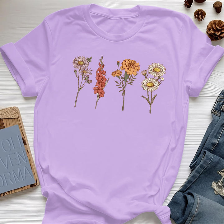 Olivenorma Birth Month Flowers T-Shirt - Purple - 2XL - 4 - image 18