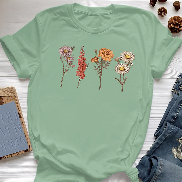 Olivenorma Birth Month Flowers T-Shirt - Light Green - 2XL - 4 - image 20