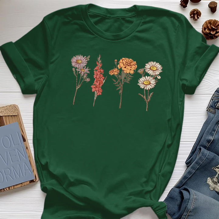 Olivenorma Birth Month Flowers T-Shirt - Dark Green - 2XL - 4 - image 22