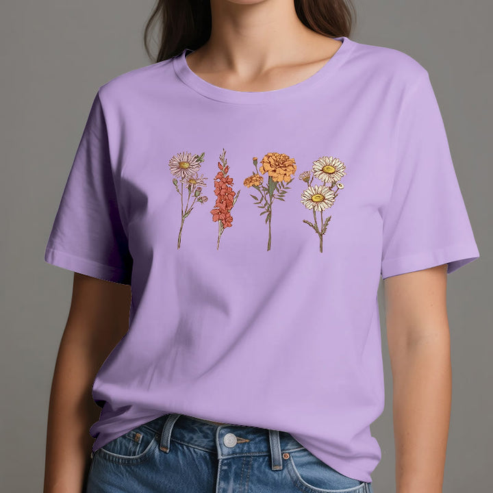 Olivenorma Birth Month Flowers T-Shirt - image 19