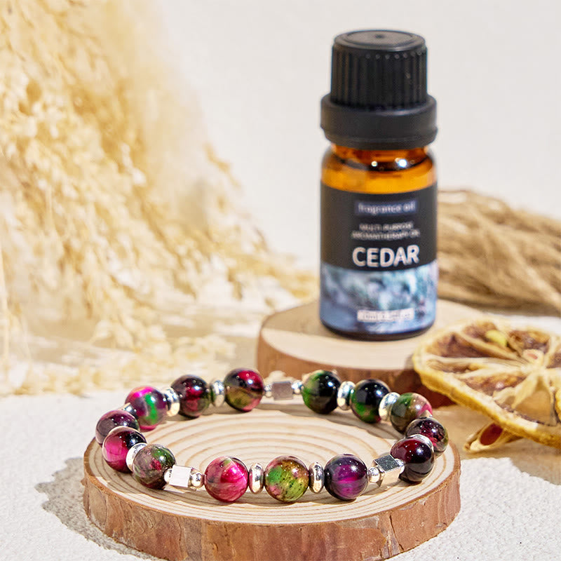 Olivenorma "Celestial Pulse" Galaxy Tiger's Eye Anxiety Relief Essential Oil Bracelet - image 2