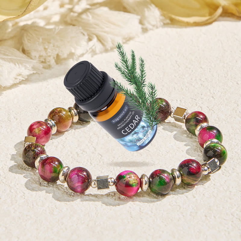 Olivenorma "Celestial Pulse" Galaxy Tiger's Eye Anxiety Relief Essential Oil Bracelet - Bracelet + Cedar Essential Oil - image 0