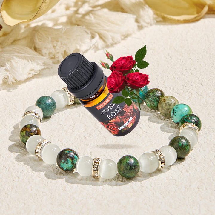 Olivenorma "Serenite Flow​" African Turquoise Calm & Purify Essential Oil Bracelet - Bracelet + Rose Essential Oil - image 0