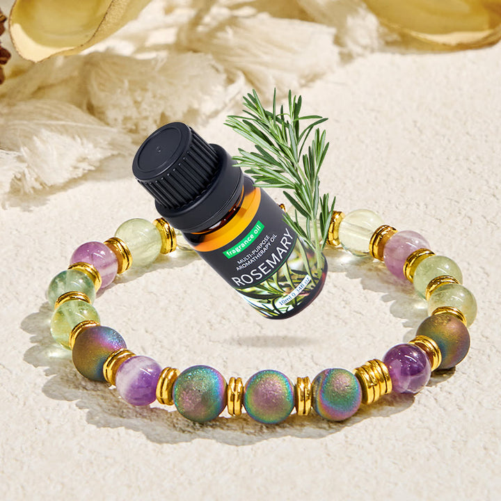 Olivenorma "Auralith Harmony" Fluorite Cleansing Essential Oil Bracelet - ​Bracelet + Rosemary Essential Oil - image 0