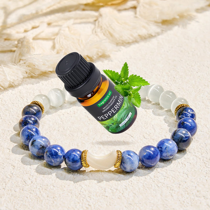Olivenorma "Moon & Tide​" Balance Emotions Crescent Essential Oil Bracelet - Bracelet + Peppermint Essential Oil - image 0