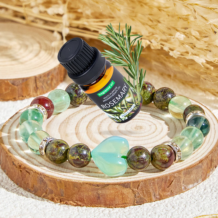 Olivenorma "​​Meadow Heart" Fluorite Mood Relief Essential Oil Bracelet - Bracelet + Rosemary Essential Oil - image 0
