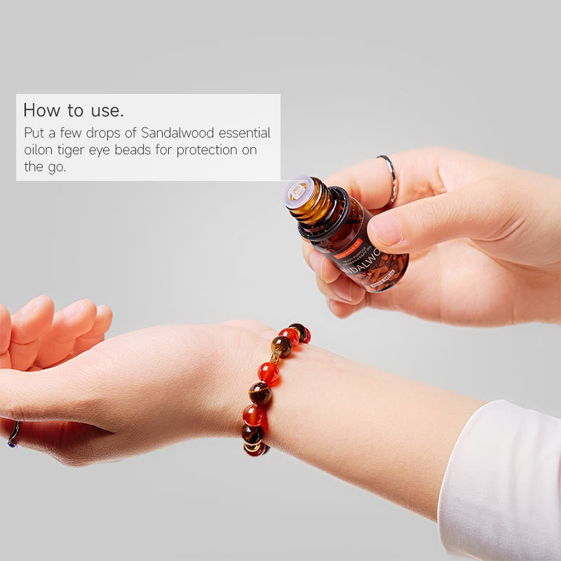 Olivenorma "​Lucky Clover" Tiger Eye & Red Agate Fortunate Essential Oil Bracelet - image 1