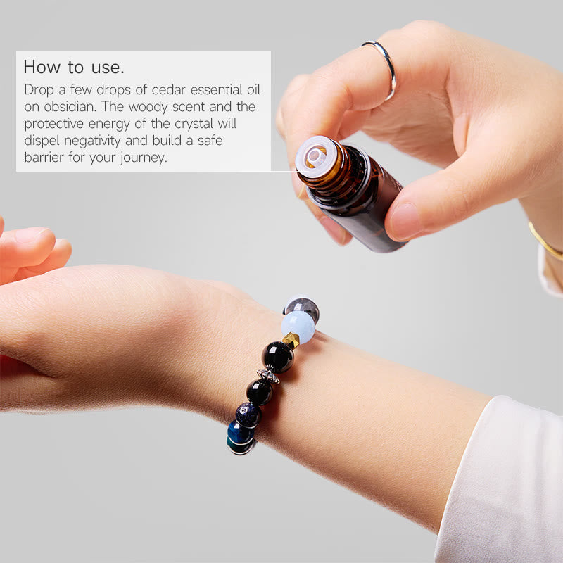 Olivenorma "Midnight Sky​" Obsidian Healing Essential Oil Bracelet - image 1