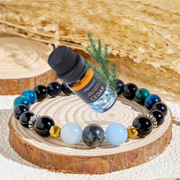 Olivenorma "Midnight Sky​" Obsidian Healing Essential Oil Bracelet - Bracelet + Cedar Essential Oil - image 0