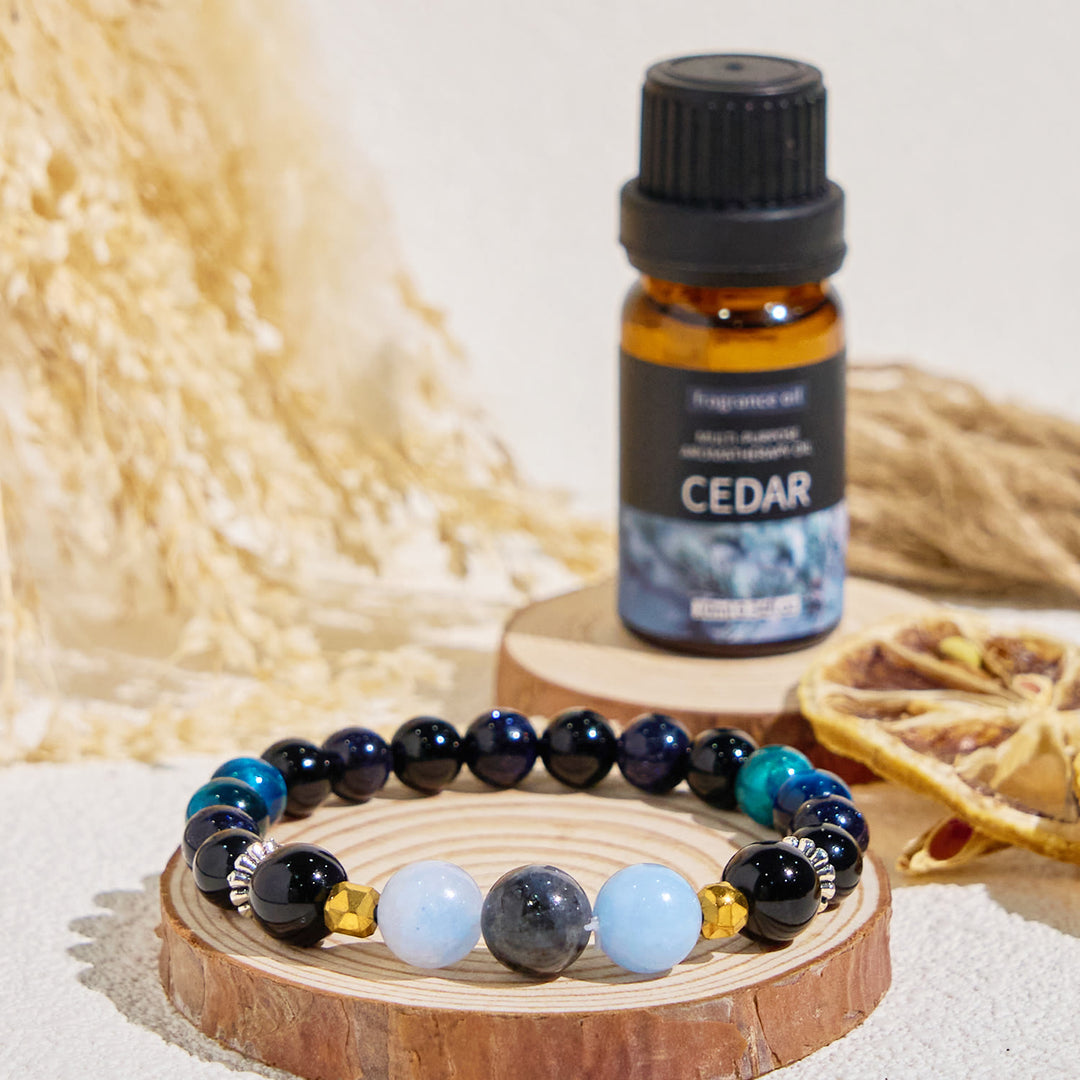 Olivenorma "Midnight Sky​" Obsidian Healing Essential Oil Bracelet - image 2