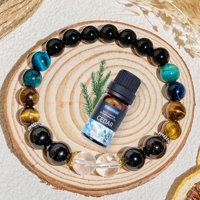 Olivenorma "Deep Palette" Clear Crystal Hematite Cleansing Essential Oil Bracelet - image 3