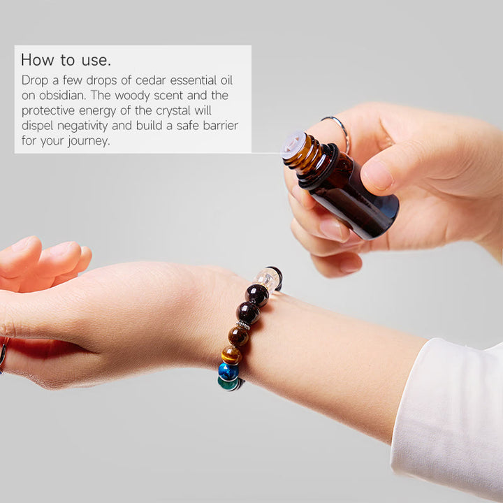 Olivenorma "Deep Palette" Clear Crystal Hematite Cleansing Essential Oil Bracelet - image 1