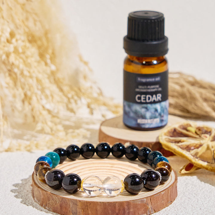 Olivenorma "Deep Palette" Clear Crystal Hematite Cleansing Essential Oil Bracelet - image 2