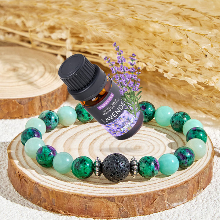 Olivenorma "Forest Pebbles" Natural Gemstone Vitality Essential Oil Bracelet - Bracelet + Lavender Essential Oil - image 0