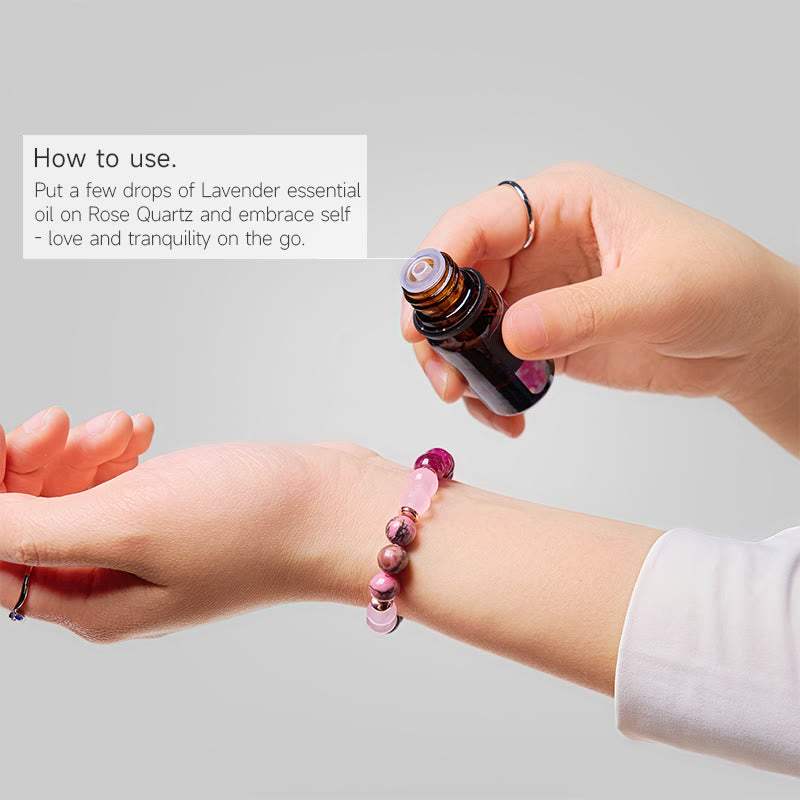 Olivenorma "​​Woodland Bloom​​" Rose Quartz Tranquility Essential Oil Bracelet - image 1