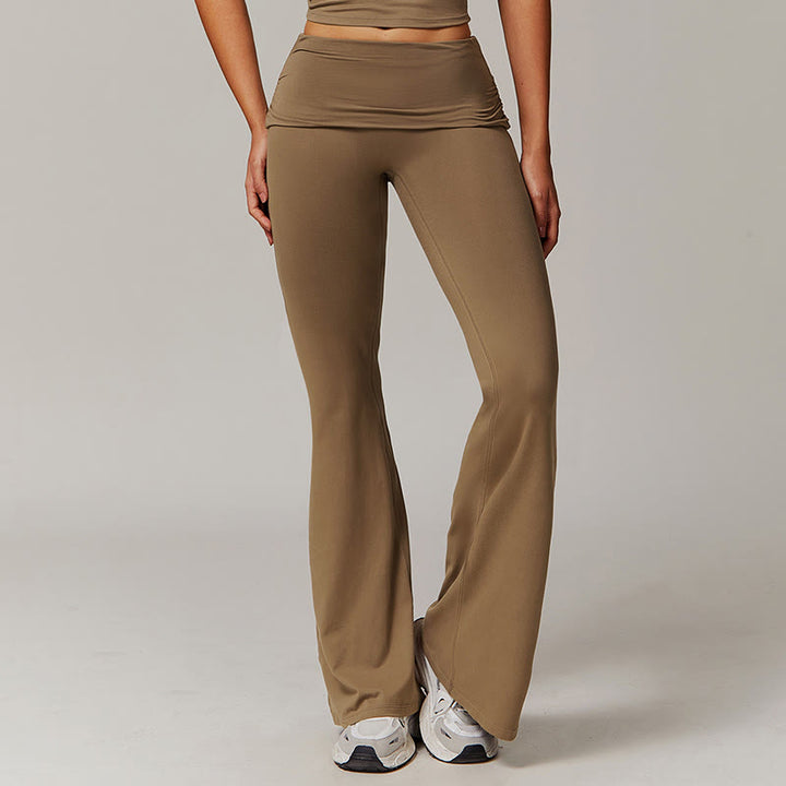 Olivenorma Plain Color High-Waist Flare Workout Women's Yoga Pants - Brown - XL - image 14