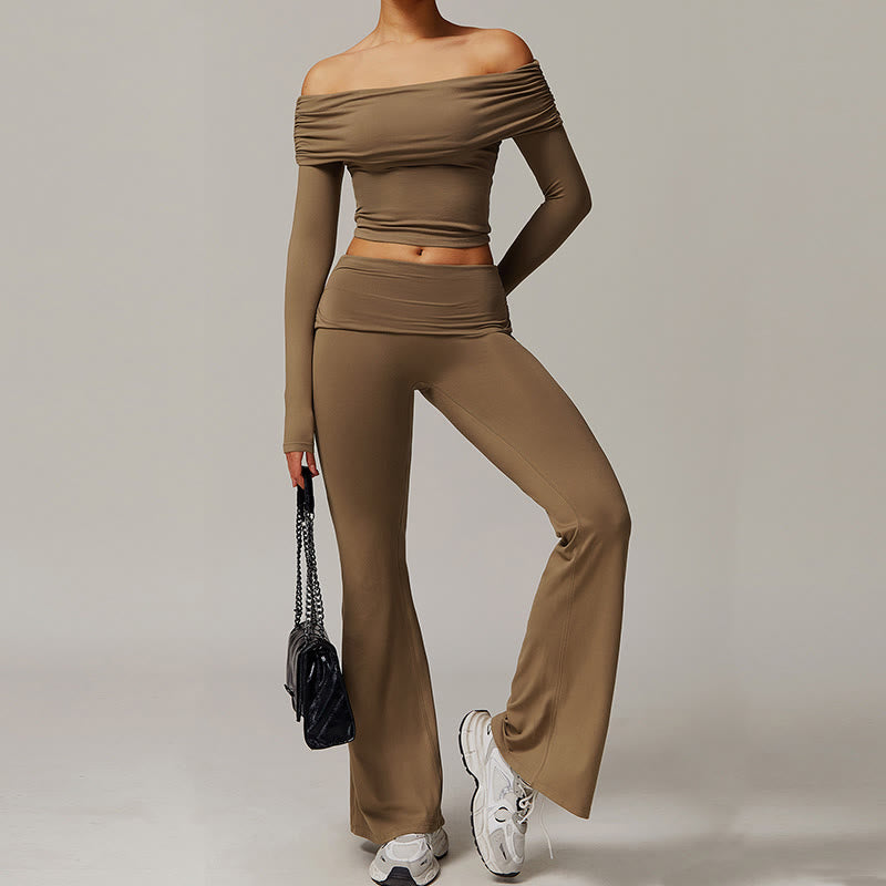 Olivenorma Plain Color High-Waist Flare Workout Women's Yoga Pants - image 18