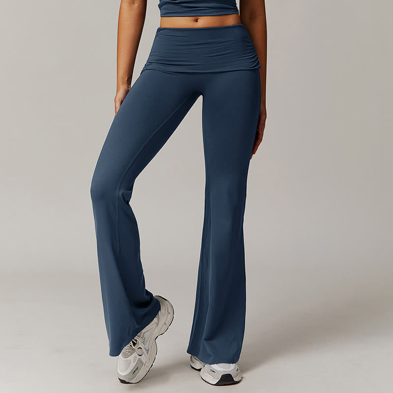 Olivenorma Plain Color High-Waist Flare Workout Women's Yoga Pants - Gray Blue - XL - image 21