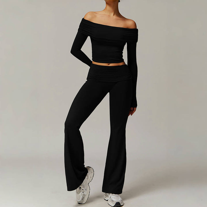 Olivenorma Plain Color High-Waist Flare Workout Women's Yoga Pants - image 3