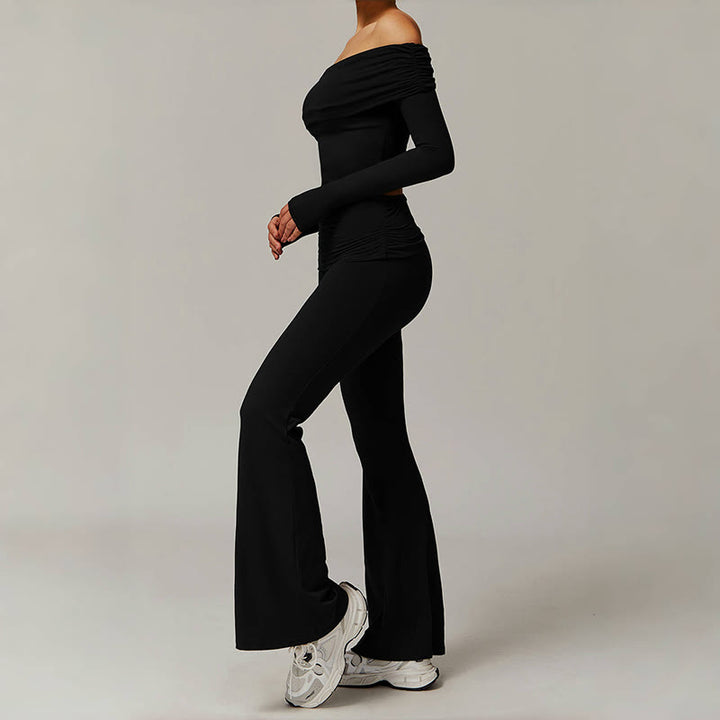 Olivenorma Plain Color High-Waist Flare Workout Women's Yoga Pants - image 2