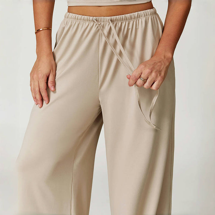 Olivenorma Plain Color Loose Drawstring Women's Wide-Leg Pants - image 4