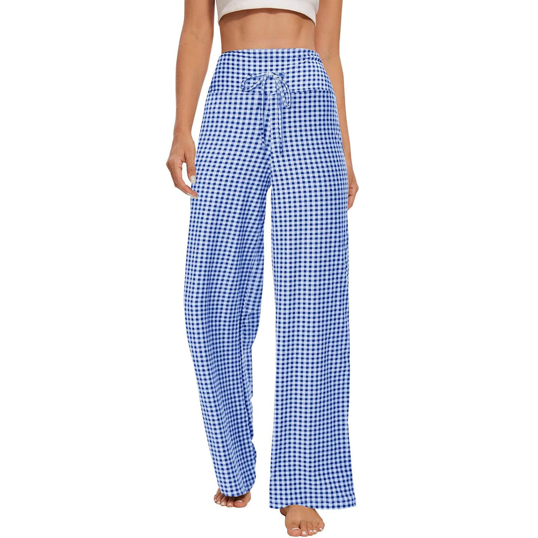 Olivenorma Casual Women's Pajama Soft Comfy Adjustable Lounge Pants - Blue Plaid  Polyester Fiber  Loose - XXL - image 18