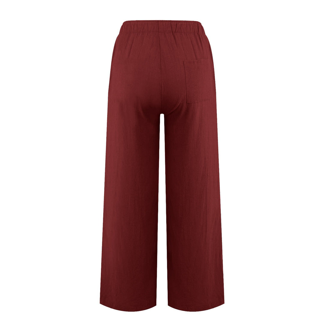 Olivenorma  Plain Color Casual Women's Cotton Linen Wide Leg Pants with Pockets - image 35