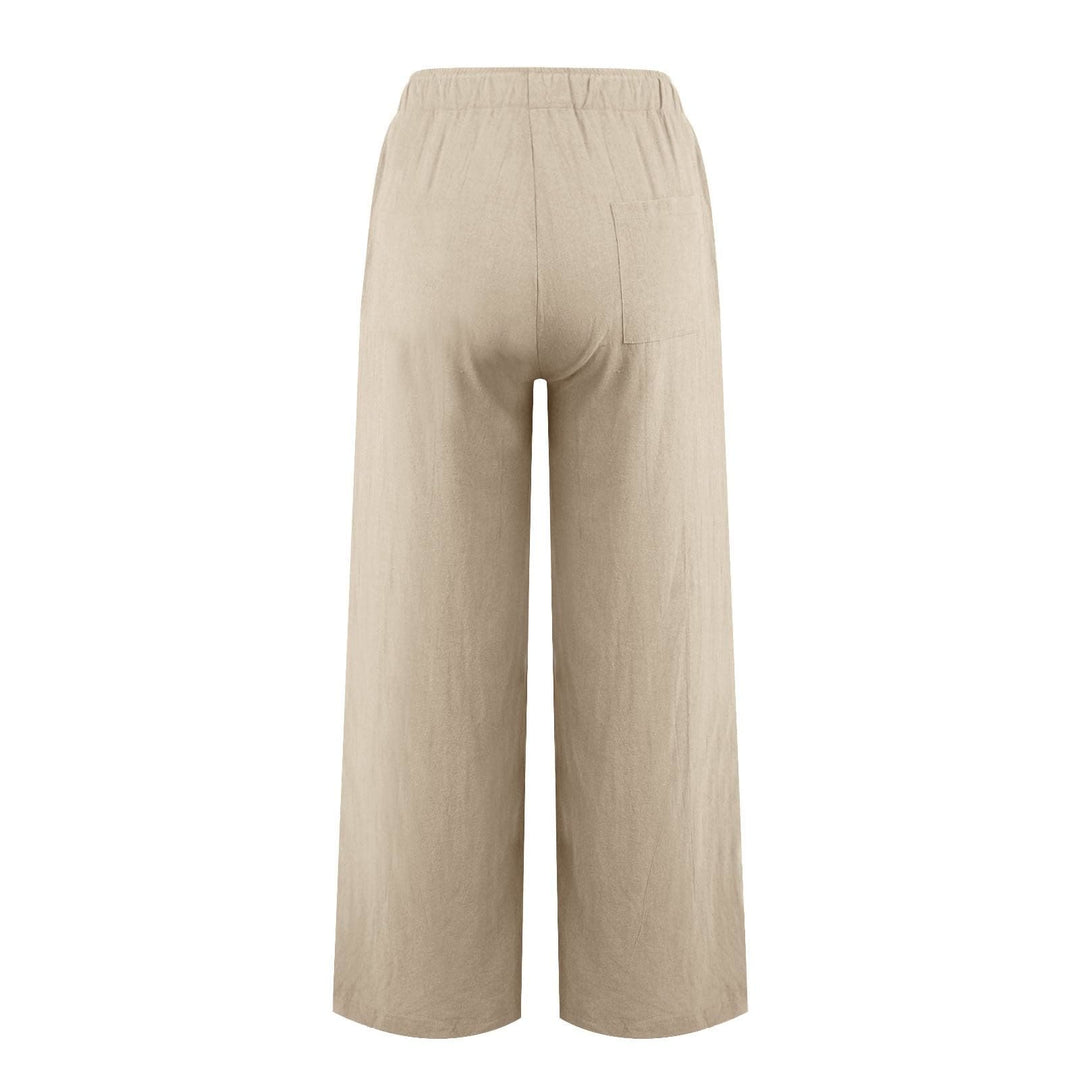 Olivenorma  Plain Color Casual Women's Cotton Linen Wide Leg Pants with Pockets - image 30