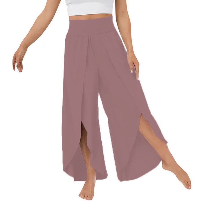 Olivenorma Women's Loose Fit Slit Stretch Flare Leg Elastic Waist Comfortable Flexible Stylish Yoga Pants - Bean Paste - 3XL - image 27