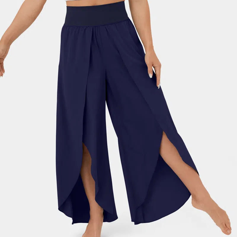 Olivenorma Women's Loose Fit Slit Stretch Flare Leg Elastic Waist Comfortable Flexible Stylish Yoga Pants - Dark Blue - 3XL - image 20