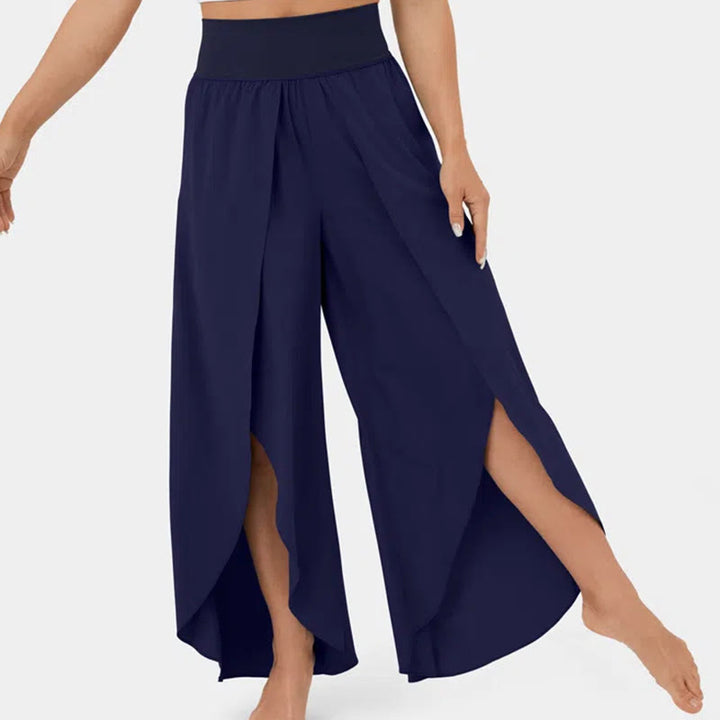 Olivenorma Women's Loose Fit Slit Stretch Flare Leg Elastic Waist Comfortable Flexible Stylish Yoga Pants - Dark Blue - 3XL - image 20