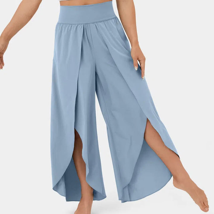 Olivenorma Women's Loose Fit Slit Stretch Flare Leg Elastic Waist Comfortable Flexible Stylish Yoga Pants - Sky Blue - 3XL - image 14