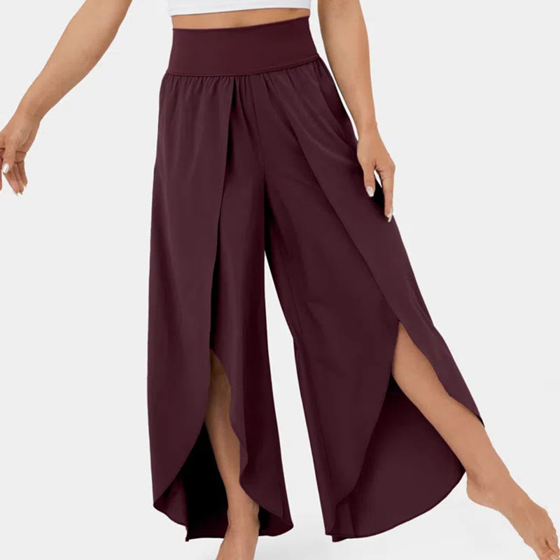 Olivenorma Women's Loose Fit Slit Stretch Flare Leg Elastic Waist Comfortable Flexible Stylish Yoga Pants - Crimson - 3XL - image 17