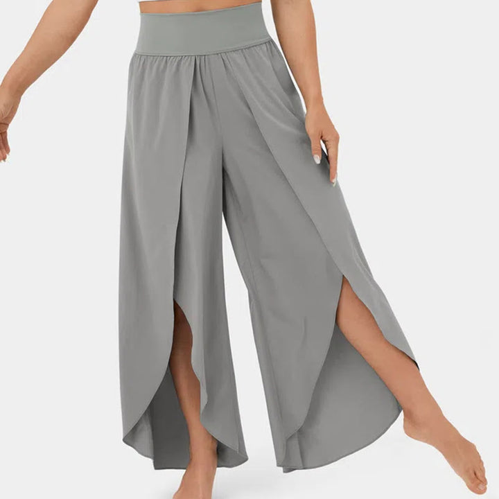 Olivenorma Women's Loose Fit Slit Stretch Flare Leg Elastic Waist Comfortable Flexible Stylish Yoga Pants - Gray - 3XL - image 22