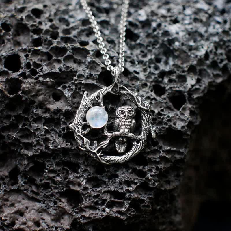Rebirth Owl Retro Moonstone Necklace - image 3