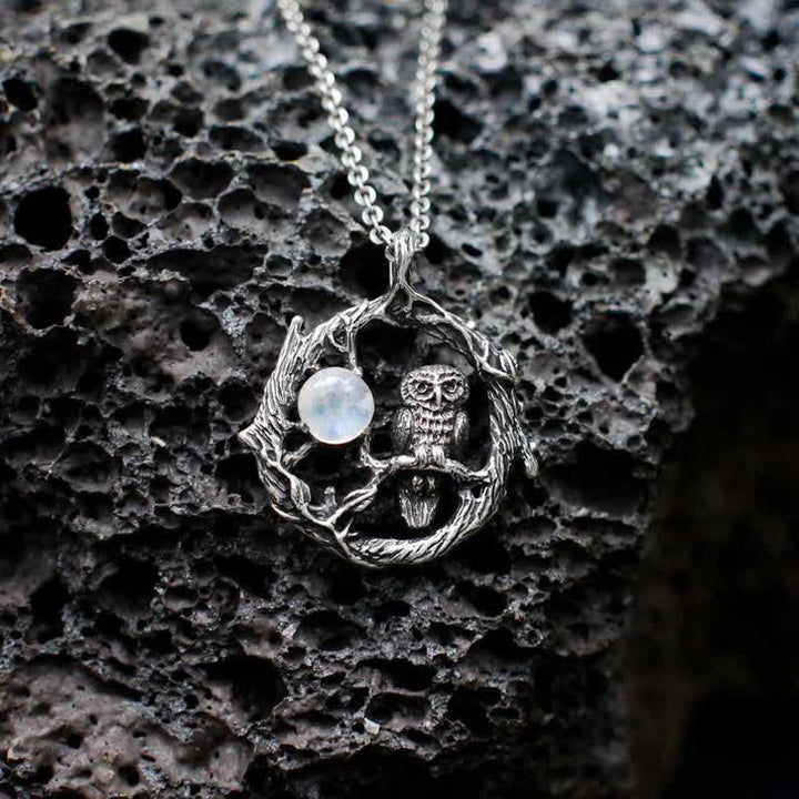 Rebirth Owl Retro Moonstone Necklace - image 3